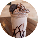 milkshake with biscuit on top